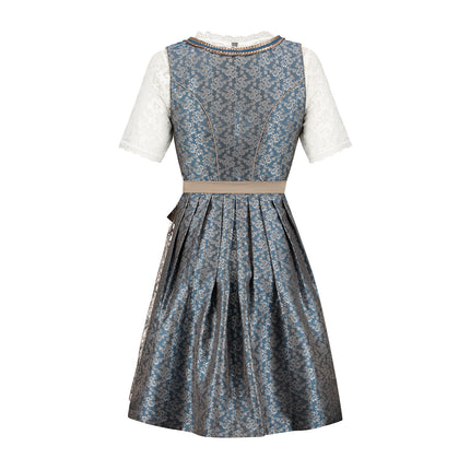 Haus Huberts Dirndl 2-delig Jacquard Blauw Koffie