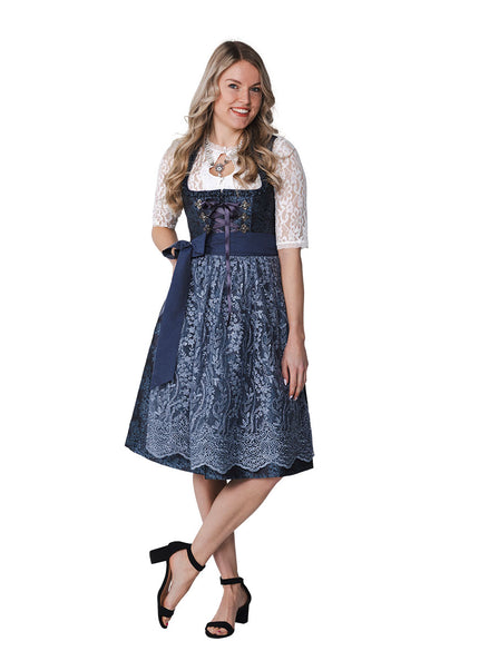 Haus Huberts Dirndl 2-delig Jacquard Nachtblauw Glitters