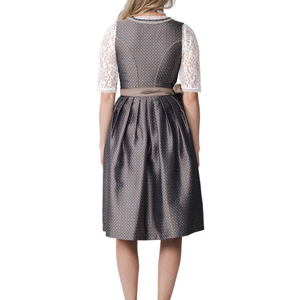Haus Huberts Dirndl 2-delig Jacquard Taupe Bloemen