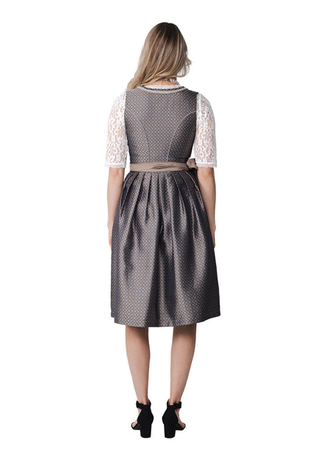 Haus Huberts Dirndl 2-delig Jacquard Taupe Bloemen