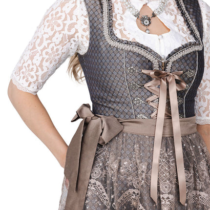 Haus Huberts Dirndl 2-delig Jacquard Taupe Bloemen