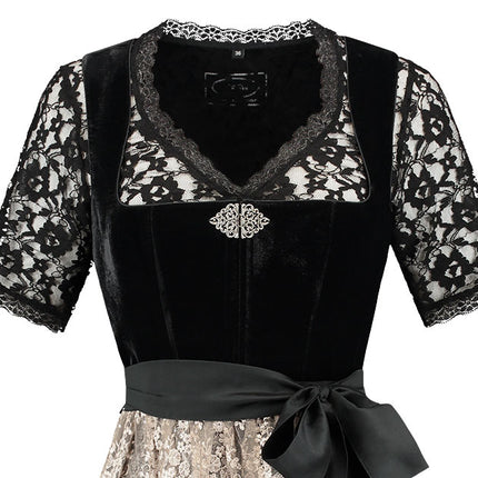 Haus Huberts Dirndl 2-delig Zwart Fluweel Jacquard