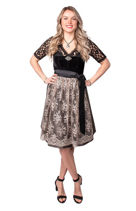 Haus Huberts Dirndl 2-delig Zwart Fluweel Jacquard