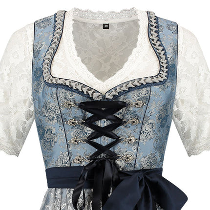 Haus Huberts Dirndl Blauw Bloemen
