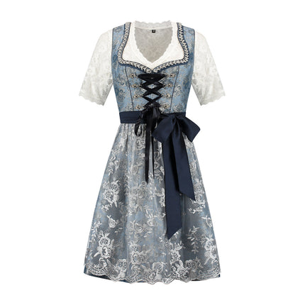 Haus Huberts Dirndl Blauw Bloemen
