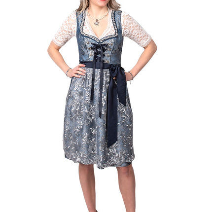 Haus Huberts Dirndl Blauw Bloemen