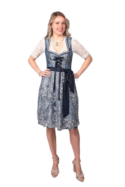 Haus Huberts Dirndl Blauw Bloemen