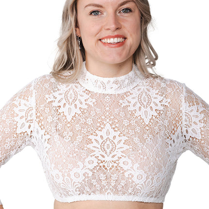 Haus Huberts Dirndlblouse Kant Bloemenmotief Crème Dames