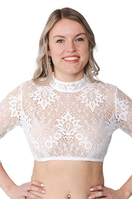 Haus Huberts Dirndlblouse Kant Bloemenmotief Crème Dames