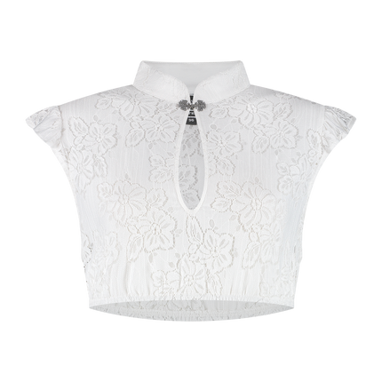 Haus Huberts Dirndlblouse Kanten Bloemen Vlindermouwen Wit Dames