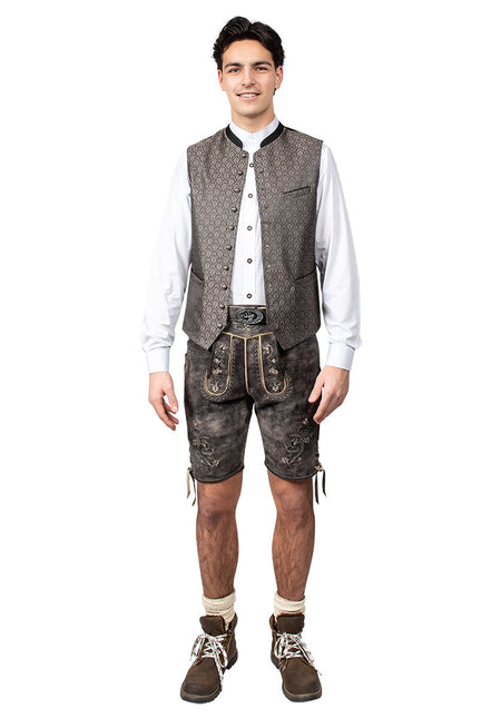 Haus Huberts Lederhose Kort Antraciet Geitenleer Heren