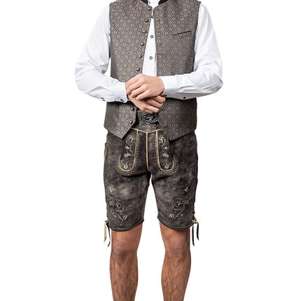 Haus Huberts Lederhose Kort Antraciet Geitenleer Heren