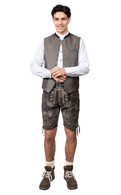 Haus Huberts Lederhose Kort Antraciet Geitenleer Heren