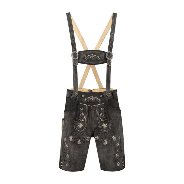 Haus Huberts Lederhose Kort Antraciet Vintage Look Heren