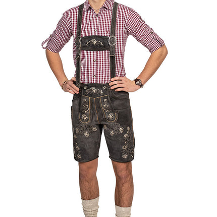 Haus Huberts Lederhose Kort Antraciet Vintage Look Heren