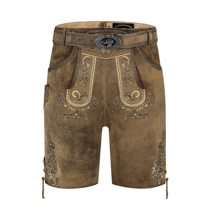 Haus Huberts Lederhose Kort Bruin Geitenleer Heren