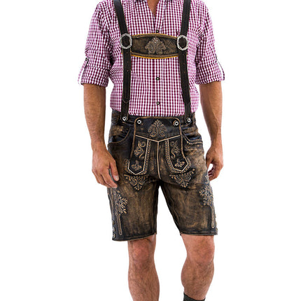 Haus Huberts Lederhose Kort Bruin Vintage Look Heren