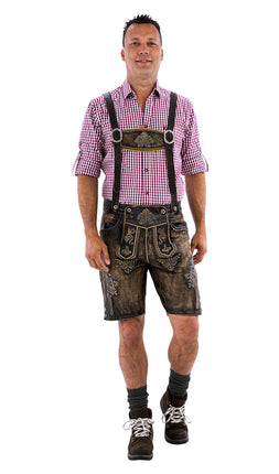 Haus Huberts Lederhose Kort Bruin Vintage Look Heren