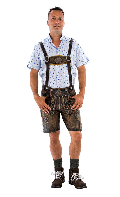 Haus Huberts Lederhose Kort Bruin Vintage Look Heren