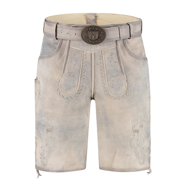 Haus Huberts Lederhose Kort Licht Grijs Geitenleer Heren