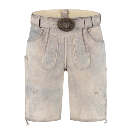 Haus Huberts Lederhose Kort Licht Grijs Geitenleer Heren