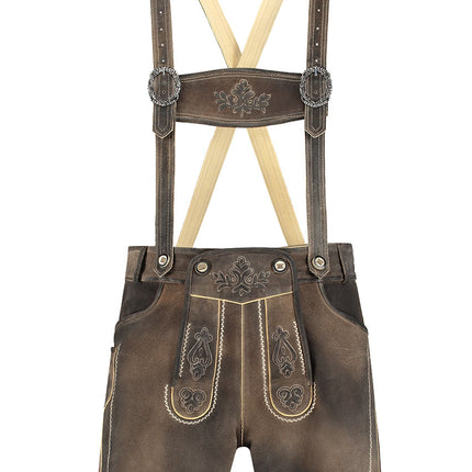 Haus Huberts Lederhose Kort Zandbruin Grijs Heren