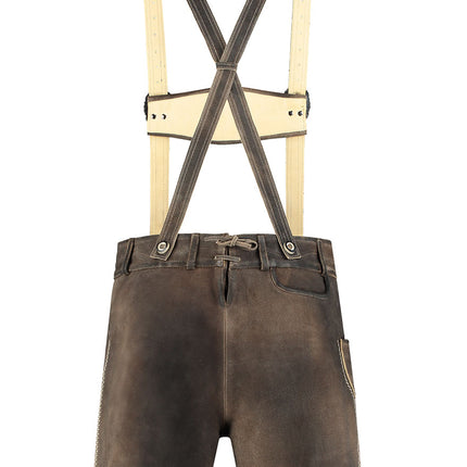 Haus Huberts Lederhose Kort Zandbruin Grijs Heren