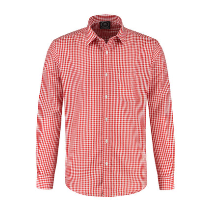 Haus Huberts Overhemd Rood Wit Geruit Heren