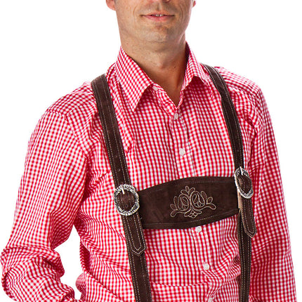 Haus Huberts Overhemd Rood Wit Geruit Heren