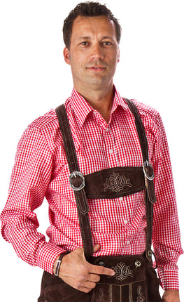 Haus Huberts Overhemd Rood Wit Geruit Heren