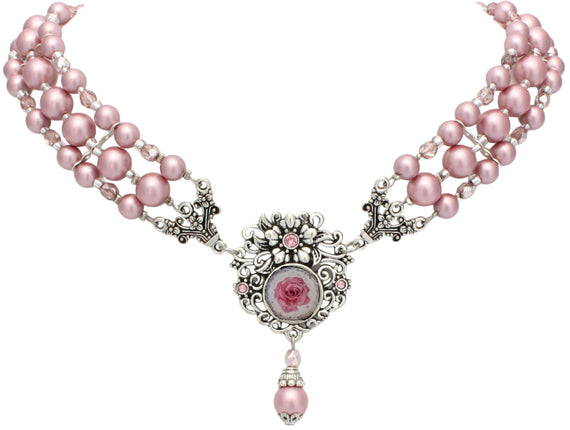 Haus Huberts Parelketting Met Strass Stenen Roze