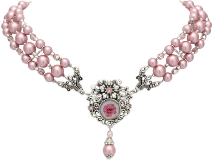 Haus Huberts Parelketting Met Strass Stenen Roze