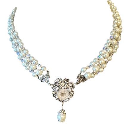 Haus Huberts Parelketting met strass stenen wit