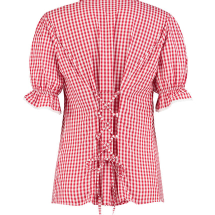 Haus Huberts Trachtenblouse Rood Wit Geruit Dames