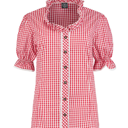 Haus Huberts Trachtenblouse Rood Wit Geruit Dames