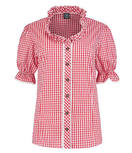 Haus Huberts Trachtenblouse Rood Wit Geruit Dames