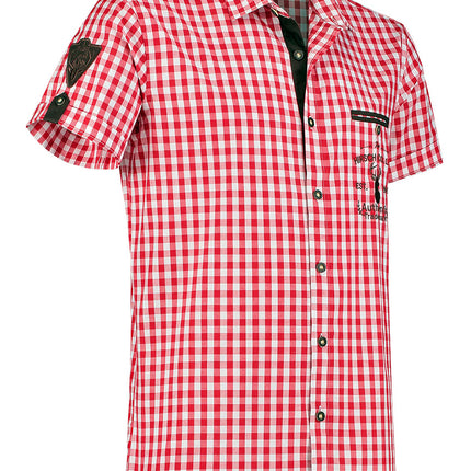 Haus Huberts Trachtenhemd Rood Wit Korte Mouw Heren