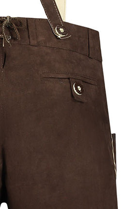 Haus Huberts Trachtenhose Kort Donkerbruin Faux Suede Heren