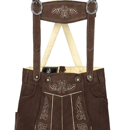Haus Huberts Trachtenhose Kort Donkerbruin Faux Suede Heren