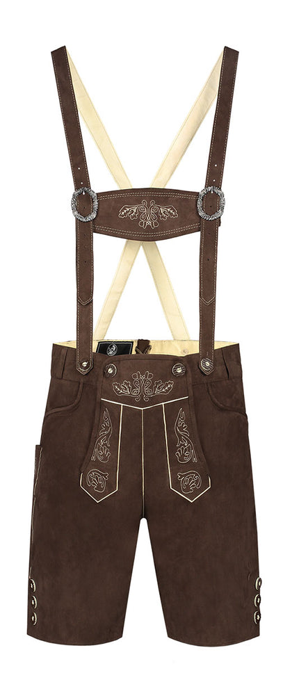 Haus Huberts Trachtenhose Kort Donkerbruin Faux Suede Heren