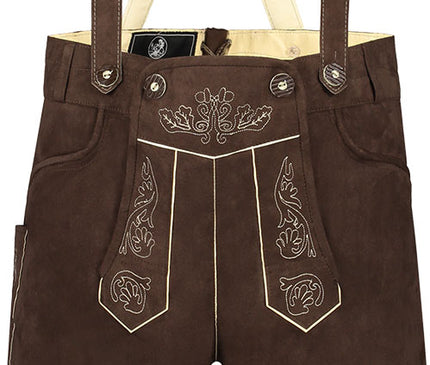 Haus Huberts Trachtenhose Kort Donkerbruin Faux Suede Heren