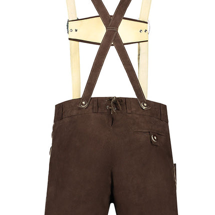 Haus Huberts Trachtenhose Kort Donkerbruin Faux Suede Heren