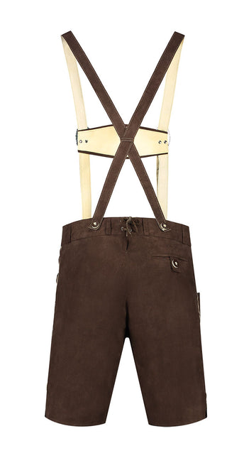 Haus Huberts Trachtenhose Kort Donkerbruin Faux Suede Heren