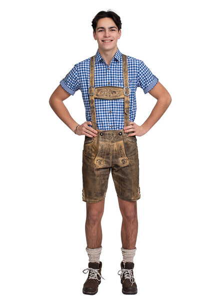 Haus Huberts Trachtenhose Urban Retro Bruin Faux Leer Heren