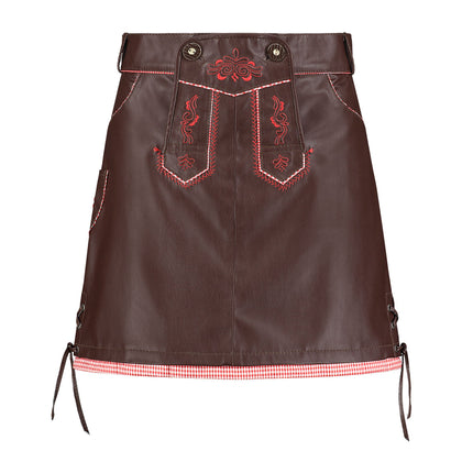 Haus Huberts Trachtenrok Donkerbruin Kunstleer Dames
