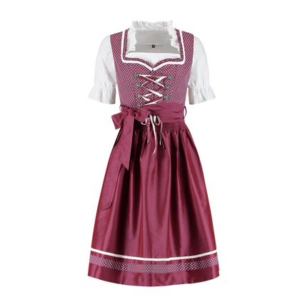 Haus Huberts Wijnrode Witte Dirndl Met Hartjesmotief