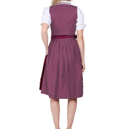 Haus Huberts Wijnrode Witte Dirndl Met Hartjesmotief