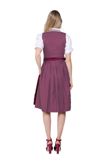Haus Huberts Wijnrode Witte Dirndl Met Hartjesmotief