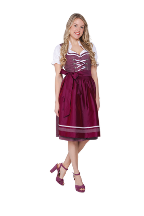 Haus Huberts Wijnrode Witte Dirndl Met Hartjesmotief