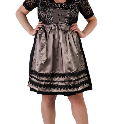 Haus Huberts Zwarte Dirndl Met Taupe Satijnen Schort